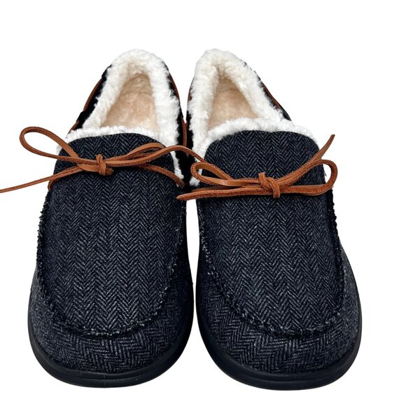 Spenco Mens Birch Slipper Black Herringbone Wool Upper Size 8D - New - Picture 4 of 12